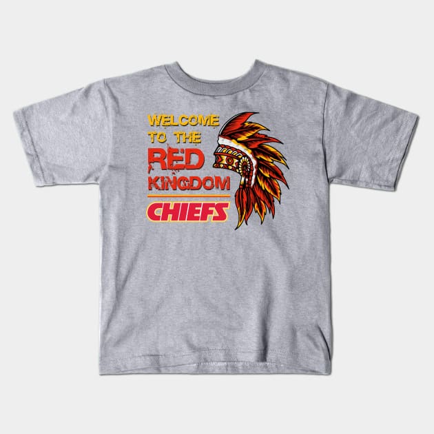 Welcome to the Red Kingdom - Kansas City Chiefs - Patrick Mahomes Kids T-Shirt by fineaswine